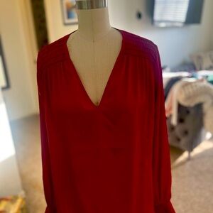 WHBM SMALL Elegant Red V-Neck Women's Top